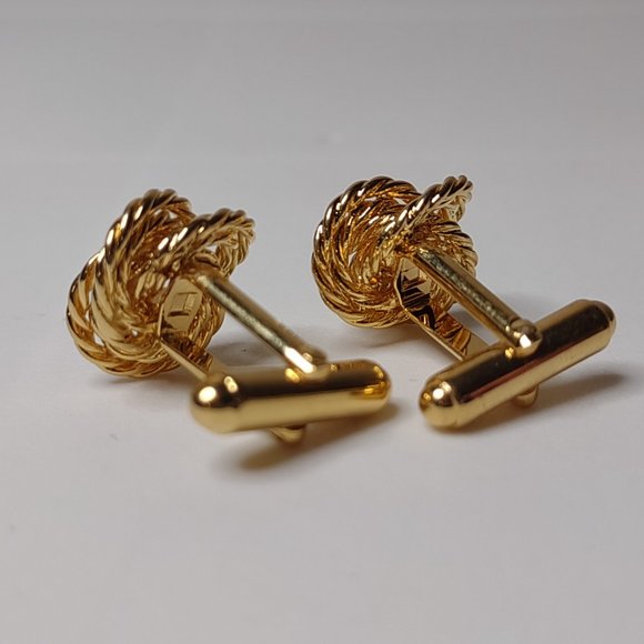 Gold Tone Knot Bullet Back Cufflinks - Picture 7 of 10